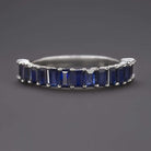 2 CARAT NATURAL BLUE SAPPHIRE STACKING RING WEDDING BAND 14k WHITE GOLD BAGUETTE