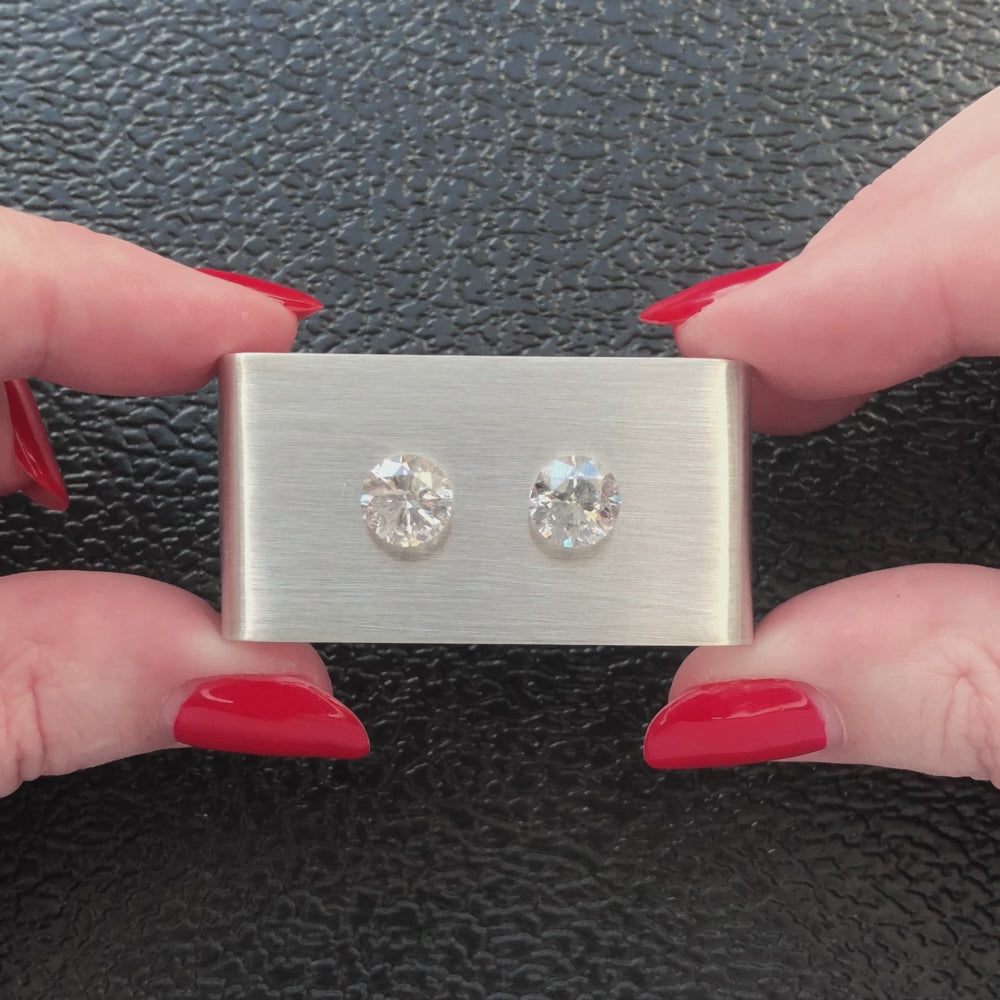 4.02ct VERY GOOD CUT DIAMOND STUD EARRINGS ROUND BRILLIANT MATCHING PAIR 4 CARAT