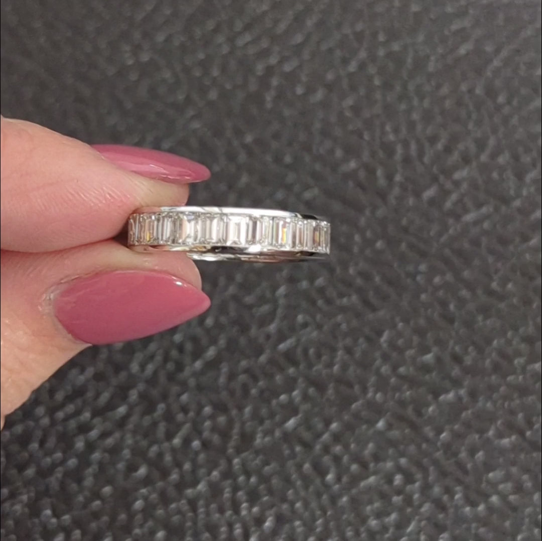 4ct VINTAGE F-G VVS2-VS1 DIAMOND ETERNITY RING PLATINUM WEDDING BAND BAGUETTE