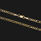 SOLID 14K YELLOW GOLD FIGARO CHAIN 24in 3mm ITALIAN MENS LADIES CLASSIC NECKLACE
