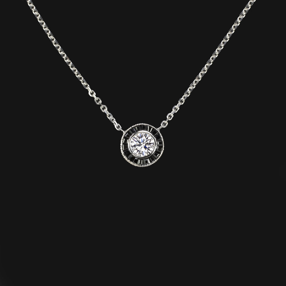 Black onyx black diamond necklace Clearance