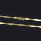SOLID 14K YELLOW GOLD FLAT SNAKE CHAIN 16 INCH 3mm HERRINGBONE OMEGA NECKLACE