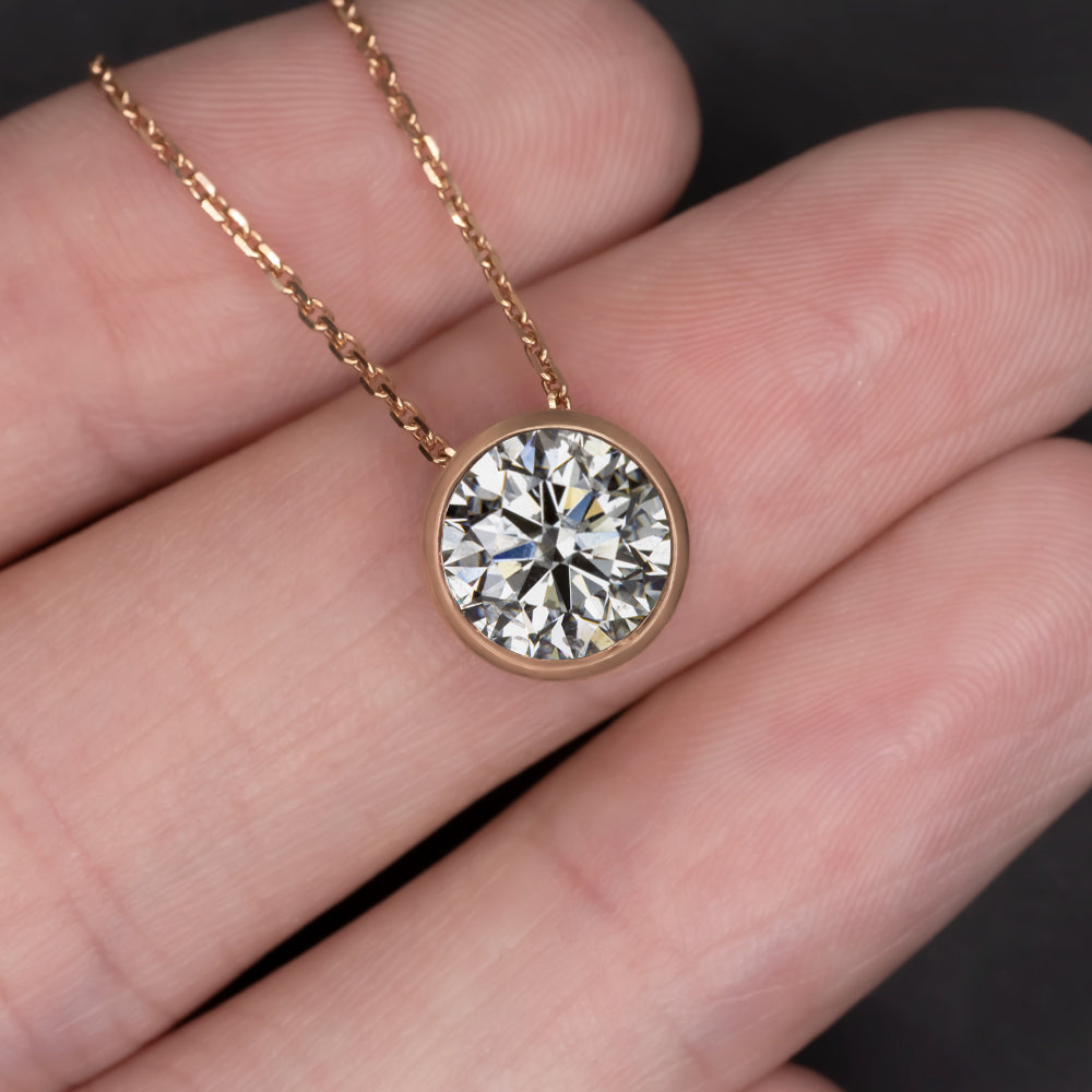 2 carat bezel set diamond necklace Clearance