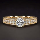 0.80ct VINTAGE STYLE DIAMOND ENGAGEMENT RING J SI2 ROUND CUT 14k YELLOW GOLD