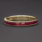 NATURAL RUBY STACKING RING 14k YELLOW GOLD WEDDING BAND BAGUETTE CHANNEL SET