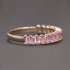 2 CARAT NATURAL PINK SAPPHIRE STACKING RING WEDDING BAND 14k ROSE GOLD BAGUETTE