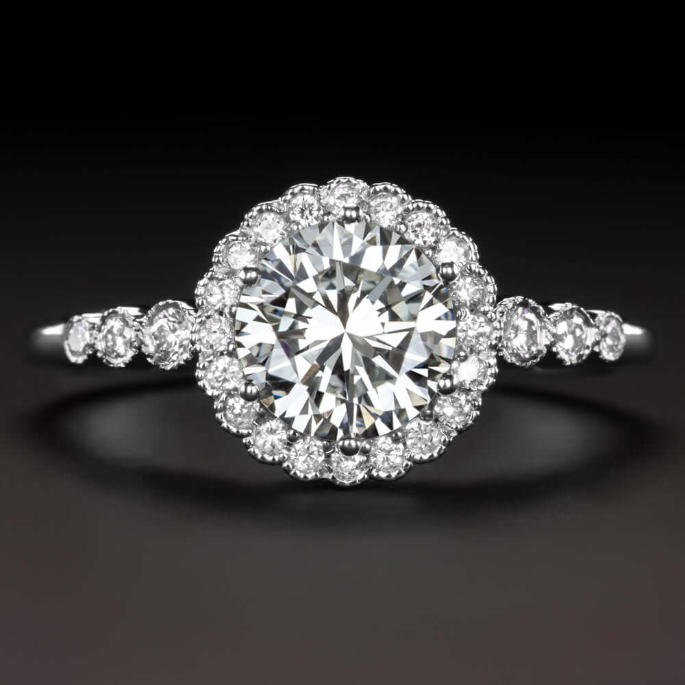 1ct CERTIFIED G VS2 DIAMOND ENGAGEMENT RING VINTAGE STYLE