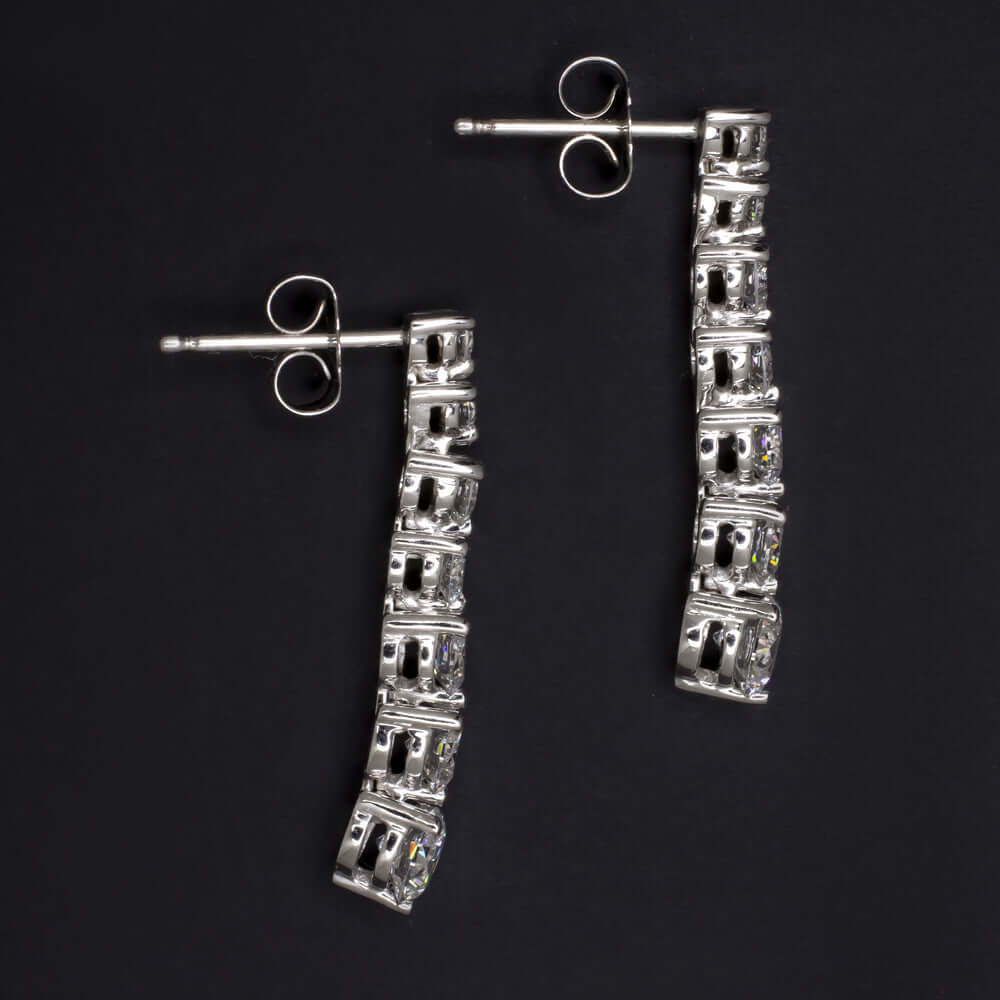 2.20ct LAB CREATED DIAMOND DROP EARRINGS GRADUATED DANGLE ROUND CUT 14k GOLD