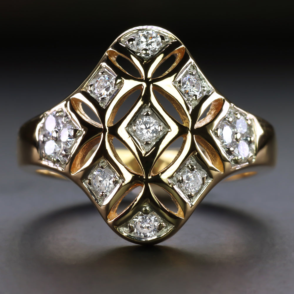 Floral Cluster Diamond Cocktail Ring - Abhika Jewels
