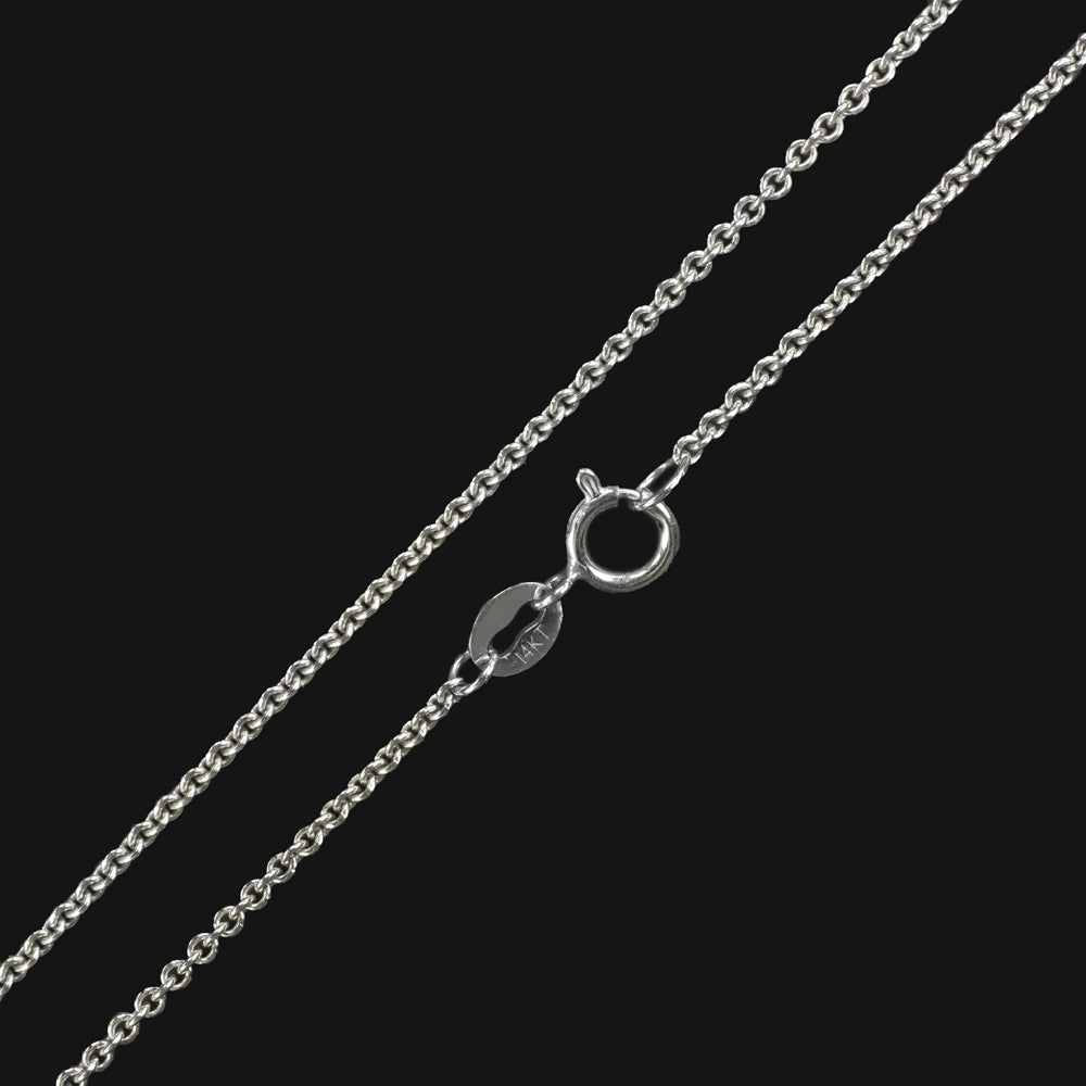 Solid 14K White Gold 16 inch Chain 0.6mm Flat Cable Thin Classic Ladies Necklace