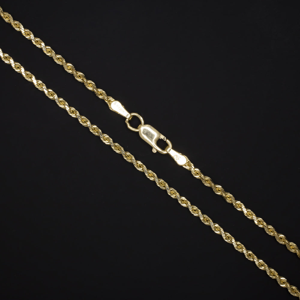 SOLID 14K YELLOW GOLD ROPE CHAIN 24in 1.7mm CLASSIC TWIST MENS LADIES NECKLACE