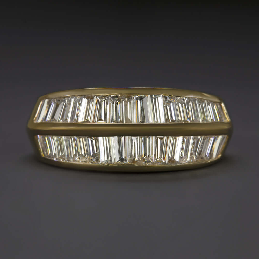 2 CARAT F-G VVS-VS DIAMOND VINTAGE COCKTAIL BAND 18k YELLOW GOLD BAGUETTE CUT