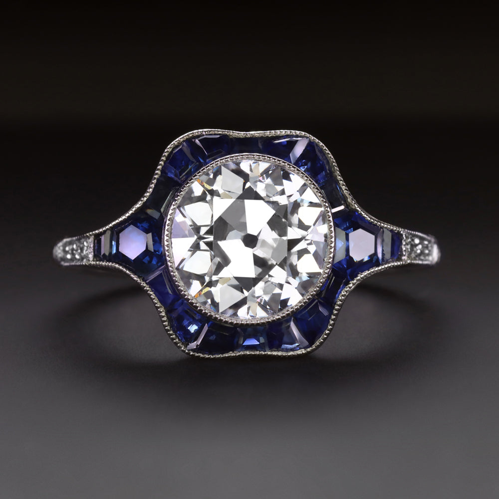 Blue Sapphires Baguette Cut Engagement Ring - Blue Sapphire Ring – ARTEMER