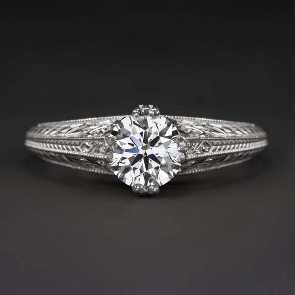 3/4ct LAB CREATED DIAMOND ENGAGEMENT RING VINTAGE STYLE SOLITAIRE IDEAL ROUND