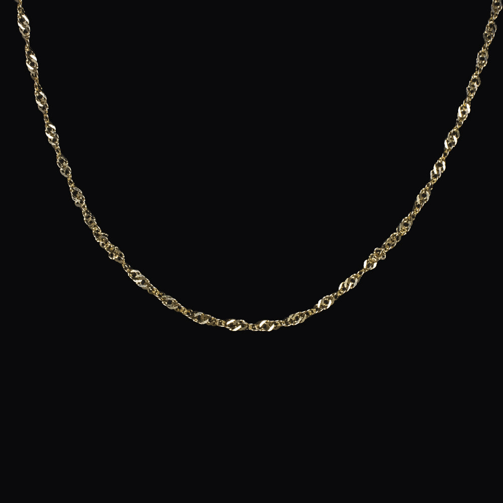 TWISTED CURB CHAIN NECKLACE SOLID 14K YELLOW GOLD 18 INCH