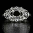 VINTAGE SETTING 5MM-6MM ROUND FLOWER SEMI MOUNT ROUND DIAMOND DECO STYLE RING Ivy & Rose