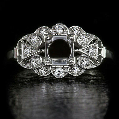 VINTAGE SETTING 5MM-6MM ROUND FLOWER SEMI MOUNT ROUND DIAMOND DECO STYLE RING Ivy & Rose