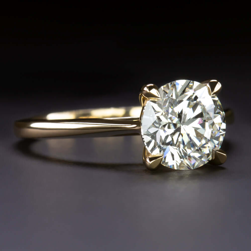 1.70ct GIA CERTIFIED 3X EXCELLENT CUT DIAMOND ENGAGEMENT RING 18k GOLD SOLITAIRE