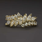 1 CARAT G-I VS DIAMOND COCKTAIL BAND MARQUISE CUT ANGLE SET CLUSTER YELLOW GOLD