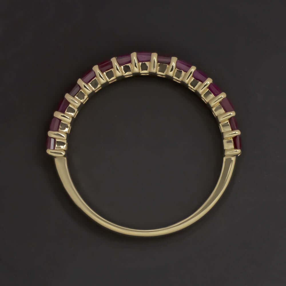 2 CARAT NATURAL RUBY STACKING RING 14k YELLOW GOLD WEDDING BAND BAGUETTE CLASSIC