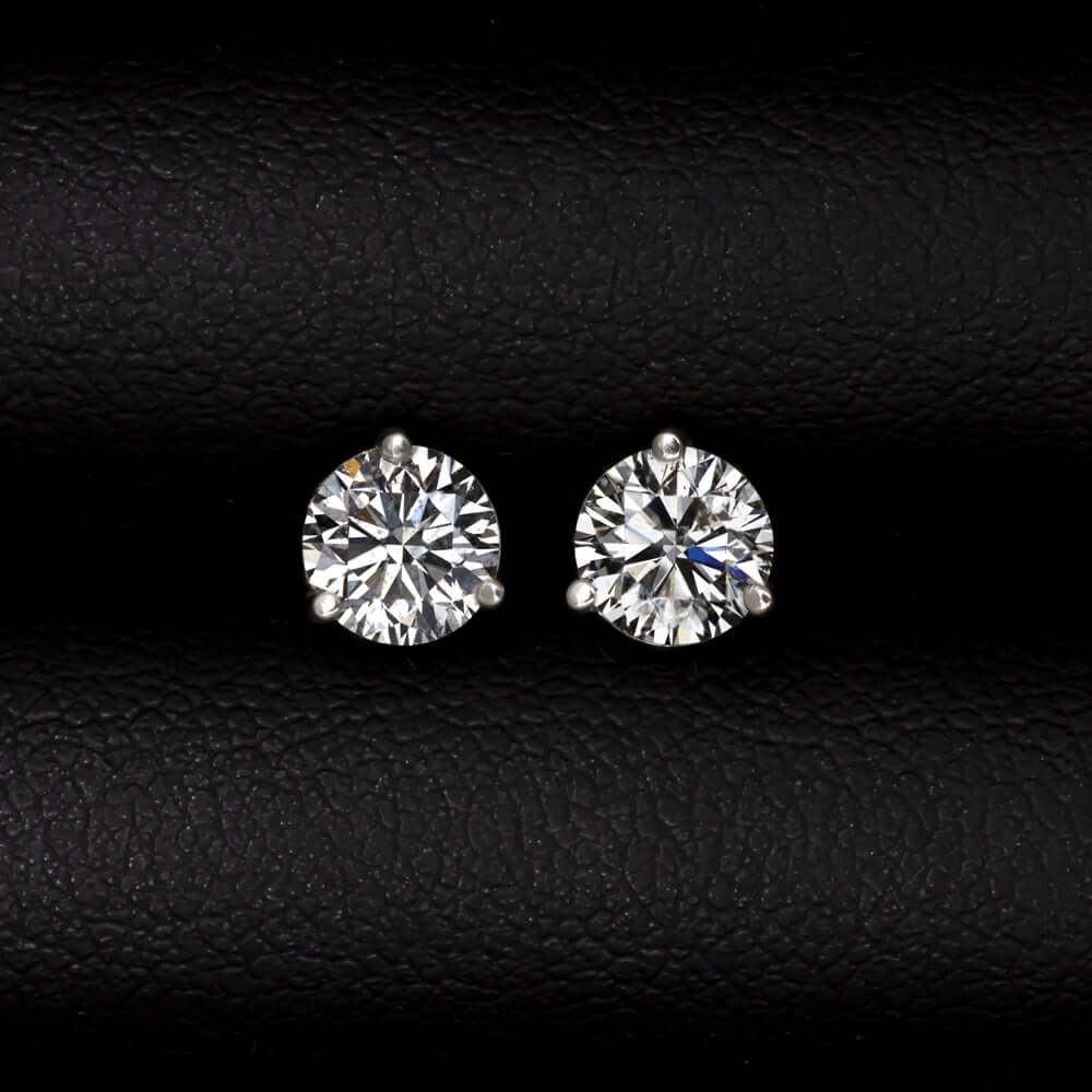 1.43ct F-G SI NATURAL DIAMOND STUD EARRINGS CLASSIC WHITE GOLD ROUND BRILLIANT
