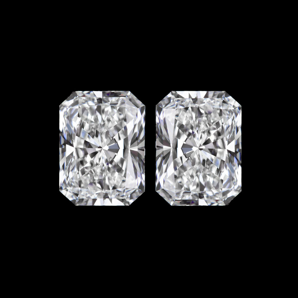 CARAT F VS2 LAB CREATED DIAMOND STUD EARRINGS RADIANT CUT PAIR