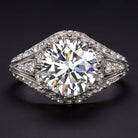 3.86ct LAB CREATED DIAMOND ENGAGEMENT RING F VS1 IDEAL ROUND CUT VINTAGE STYLE