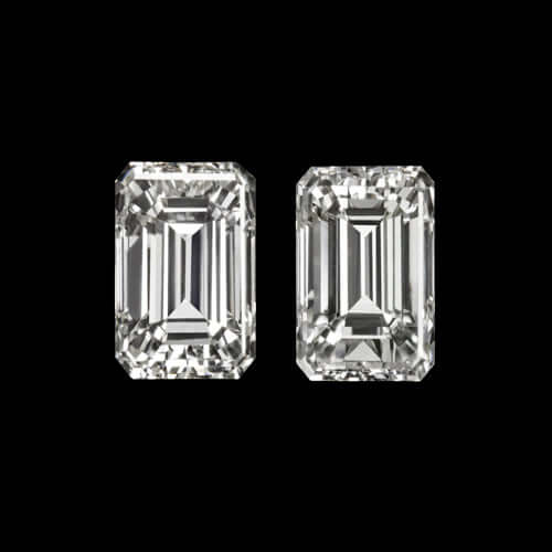 EMERALD CUT LAB CREATED DIAMOND MATCHING PAIR 0.40ct STUD EARRINGS LOOSE ACCENT