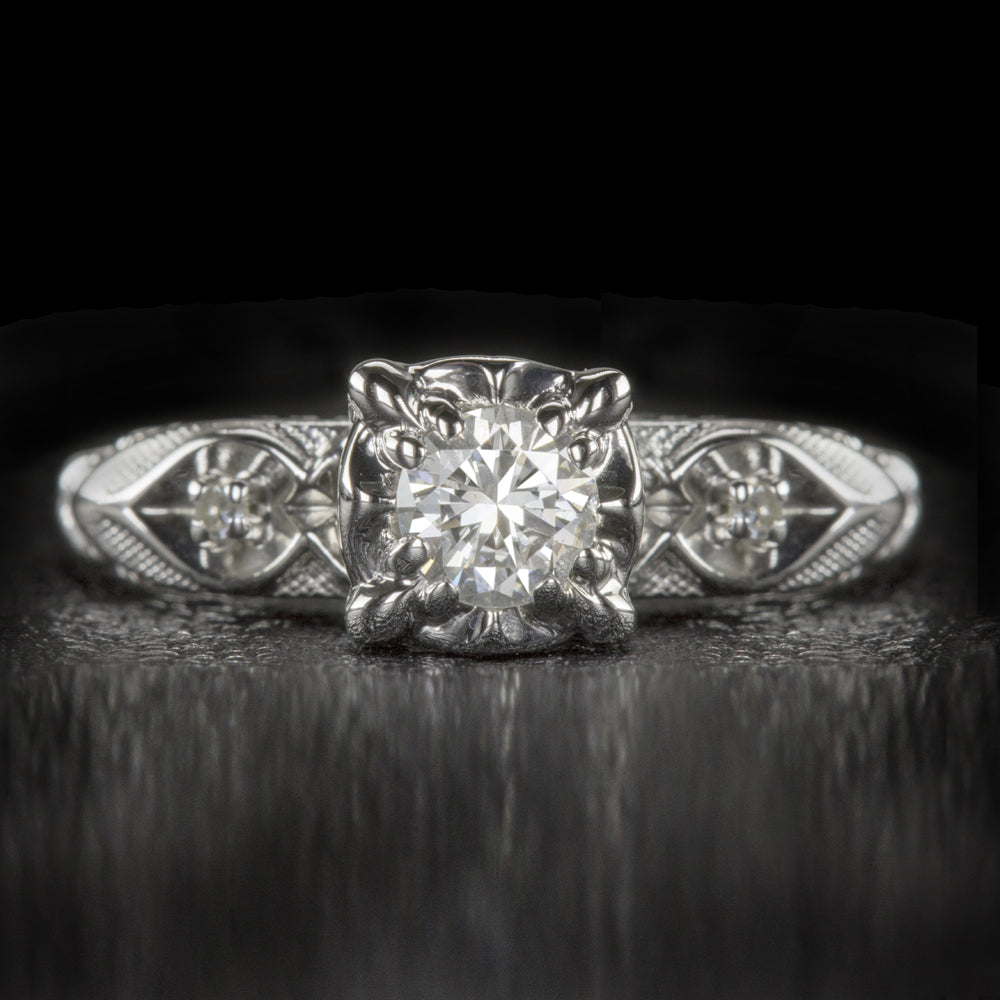 18k Vintage Inspired Diamond Engagement Ring Setting