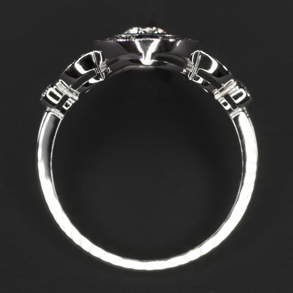 VINTAGE STYLE LAB CREATED DIAMOND SAPPHIRE COCKTAIL RING 14k EDWARDIAN ROUND CUT