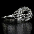 VINTAGE SETTING 5MM-6MM ROUND FLOWER SEMI MOUNT ROUND DIAMOND DECO STYLE RING Ivy & Rose