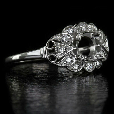 VINTAGE SETTING 5MM-6MM ROUND FLOWER SEMI MOUNT ROUND DIAMOND DECO STYLE RING Ivy & Rose