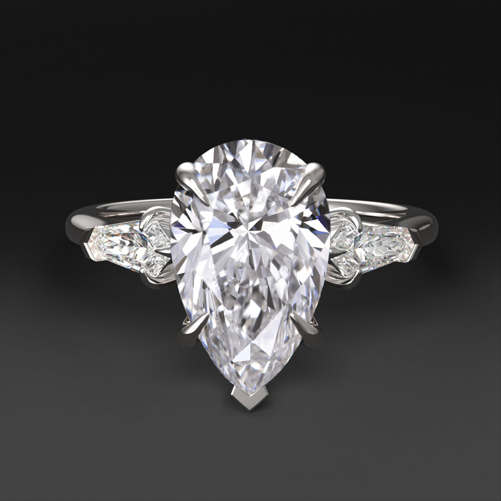 2ct LAB CREATED DIAMOND ENGAGEMENT RING STONE PEAR BULLET CUT