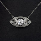 VINTAGE STYLE LAB CREATED DIAMOND PENDANT ART DECO 18 INCH NECKLACE ROUND CUT