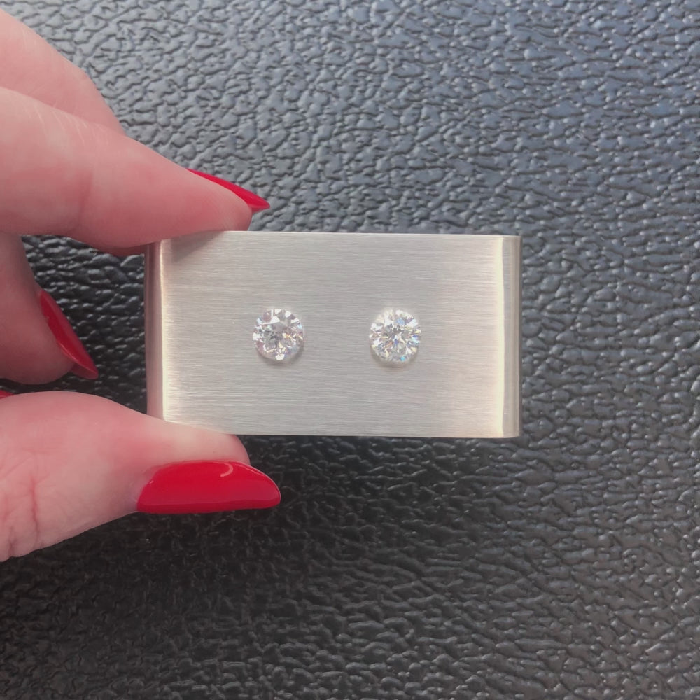 2.11ct ROUND BRILLIANT CUT NATURAL DIAMOND STUD EARRINGS MATCHING PAIR CLASSIC