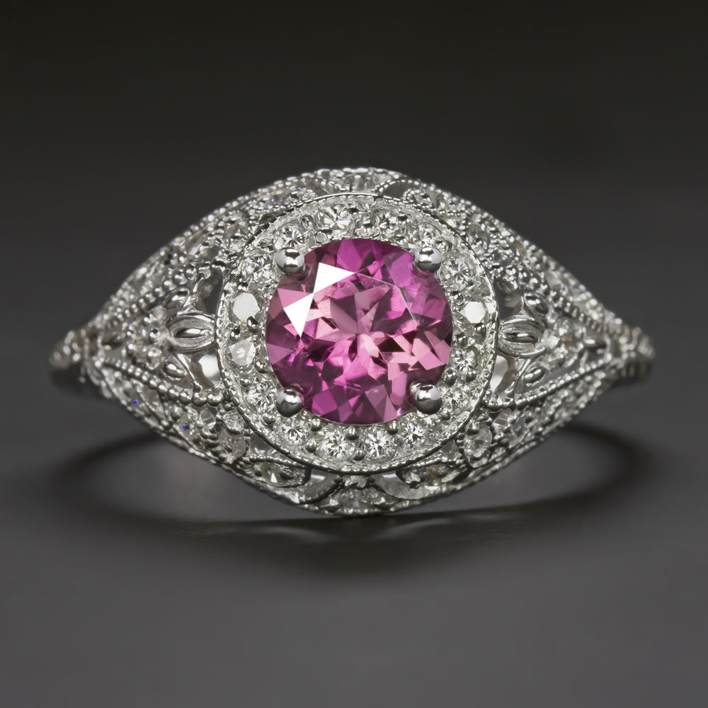 Pink Tourmaline & White Sapphire Ring | Burton's – Burton's Gems and Opals