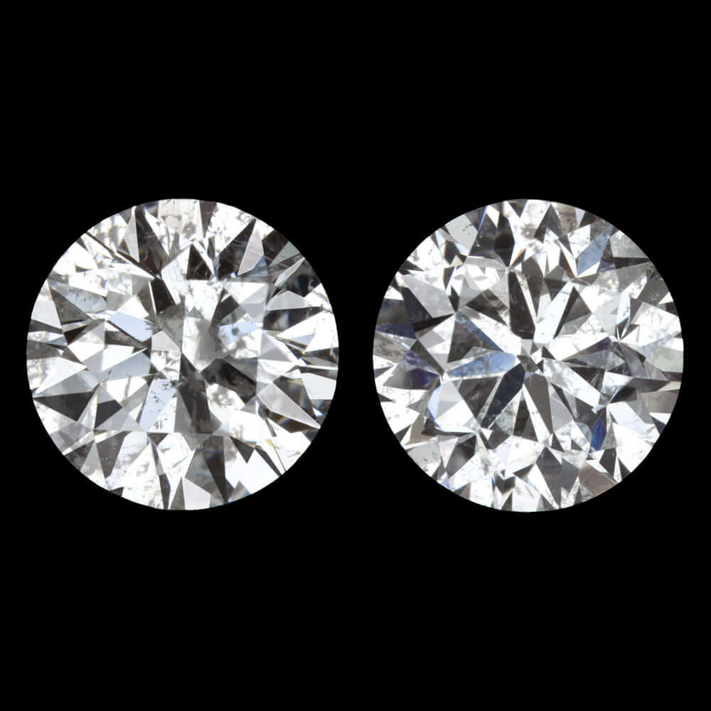 2.09ct VERY GOOD CUT DIAMOND STUD EARRINGS ROUND BRILLIANT MATCHING PAIR NATURAL