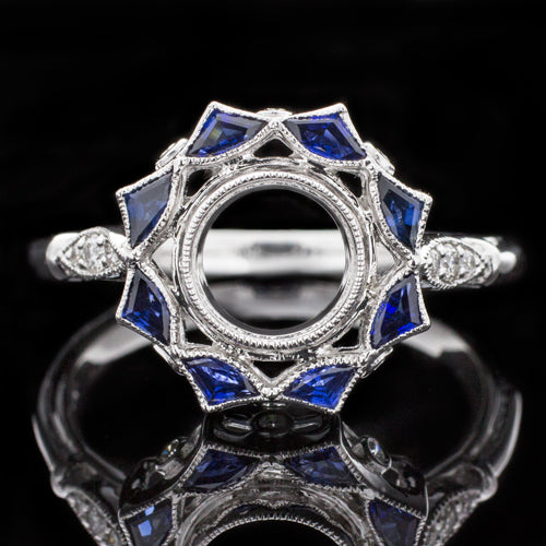 18 Victorian Halo Diamond Engagement Ring in 14k & Platinum - Filigree  Jewelers