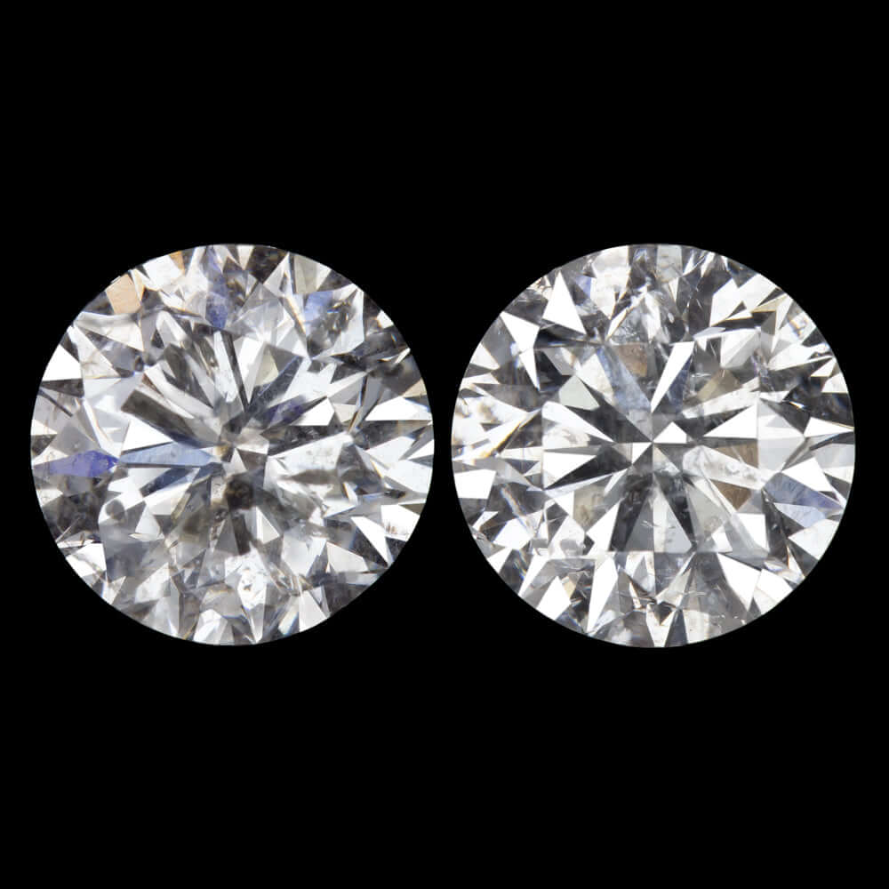 2.05ct VERY GOOD ROUND CUT DIAMOND STUD EARRING MATCHING PAIR NATURAL 2 CARAT