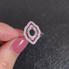 RUBY DIAMOND OVAL VINTAGE STYLE RING SETTING NAVETTE DOUBLE HALO CALIBRE RED