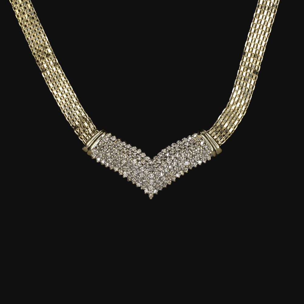 Profili 18ct White Gold Flat Mesh Link Necklet With Pave Set Diamond Clip  (Available Separately)