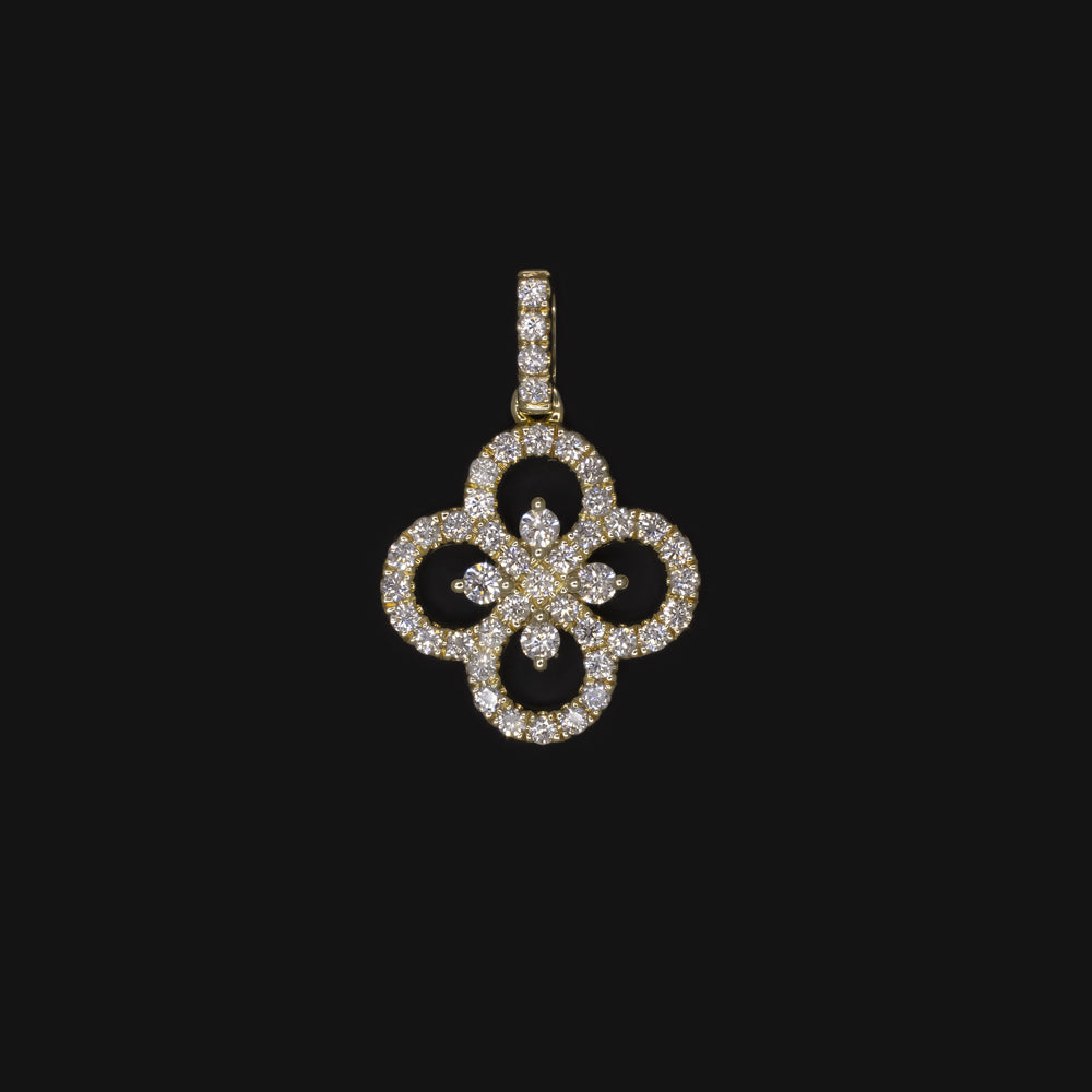 14k Yellow Gold Diamond Clover Necklace