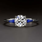 0.80ct GIA CERTIFIED H VS2 OLD CUT DIAMOND ENGAGEMENT RING KITE SHAPE SAPPHIRE