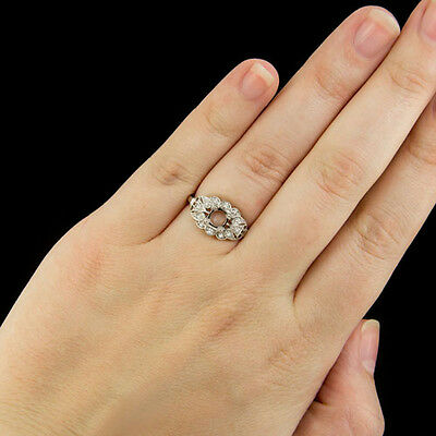 VINTAGE SETTING 5MM-6MM ROUND FLOWER SEMI MOUNT ROUND DIAMOND DECO STYLE RING Ivy & Rose