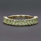 2ct NATURAL GREEN SAPPHIRE STACKING RING WEDDING BAND 14k YELLOW GOLD BAGUETTE