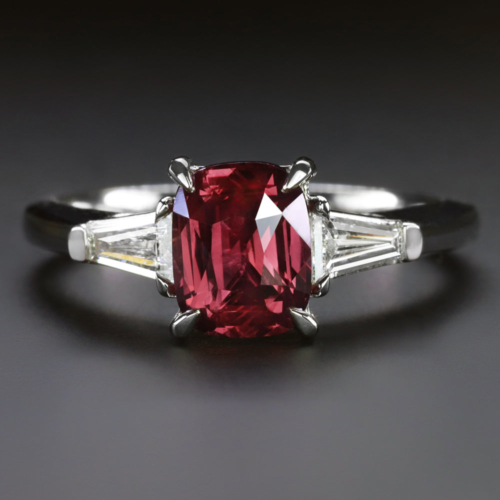RUBY DIAMOND ENGAGEMENT RING PLATINUM GIA CERTIFIED STONE