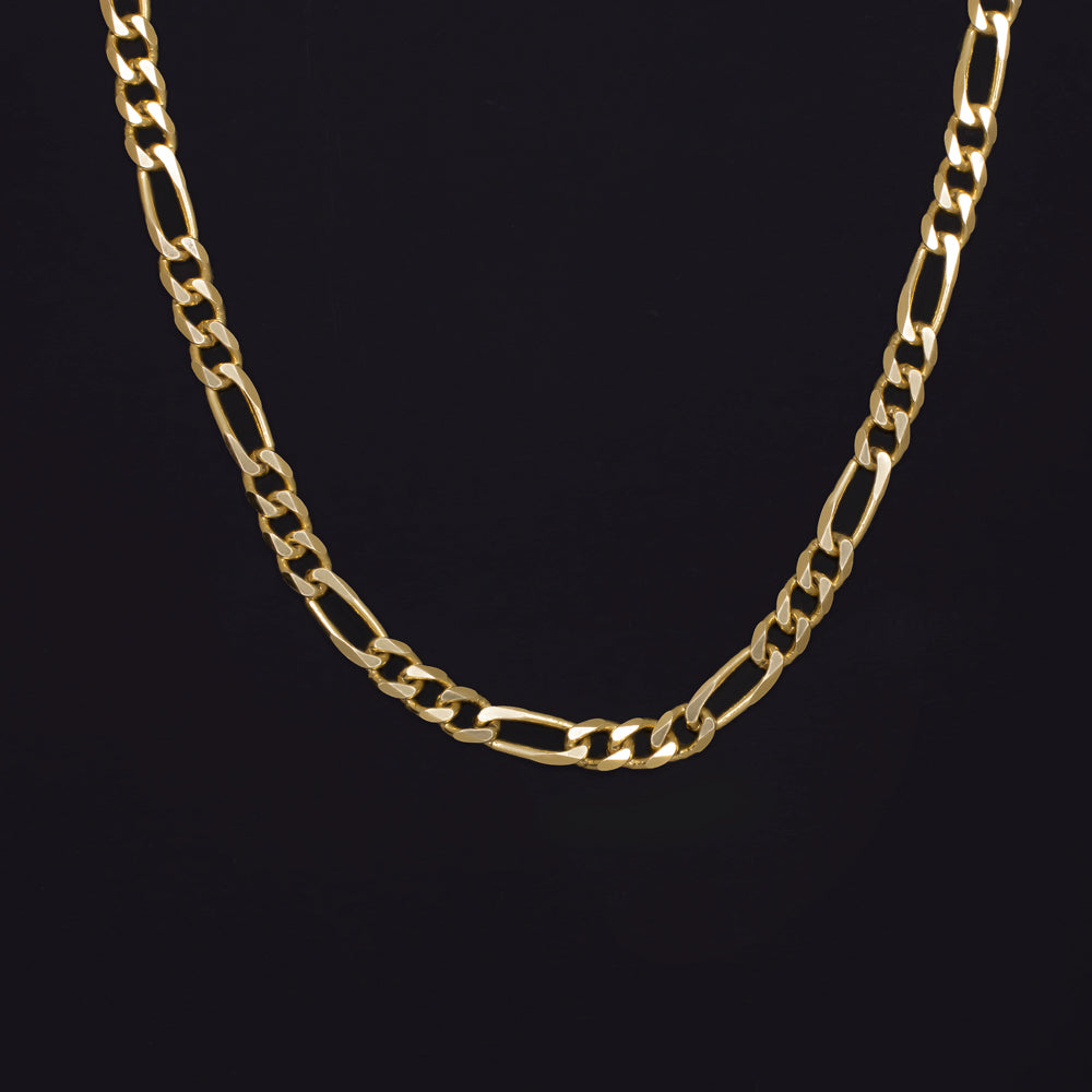 SOLID 14K YELLOW GOLD FIGARO CHAIN 24in 3mm ITALIAN MENS LADIES CLASSIC NECKLACE