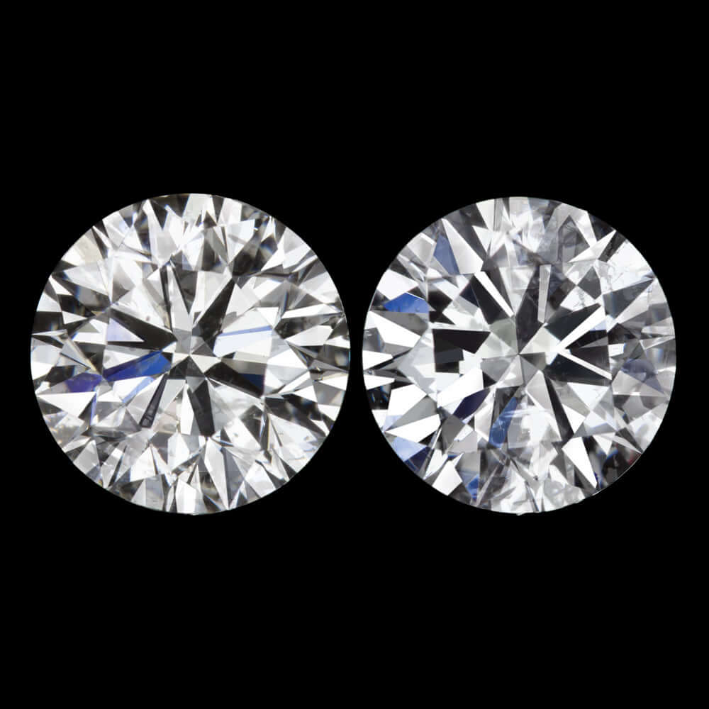 2 CARAT EXCELLENT CUT E-F SI NATURAL DIAMOND STUD EARRINGS PAIR ROUND BRILLIANT