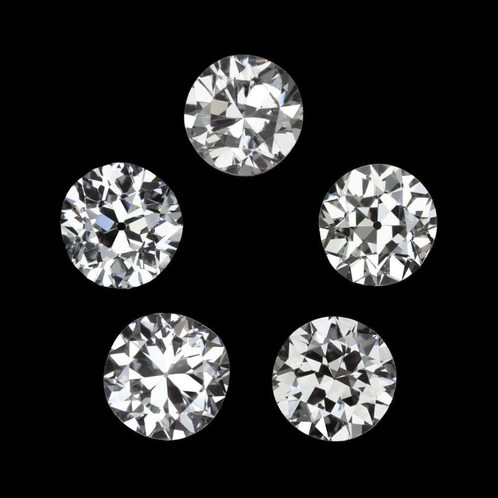 0.91ct F-G VS1-SI1 OLD EUROPEAN CUT DIAMOND 5 STONE LAYOUT VINTAGE PARCEL LOOSE