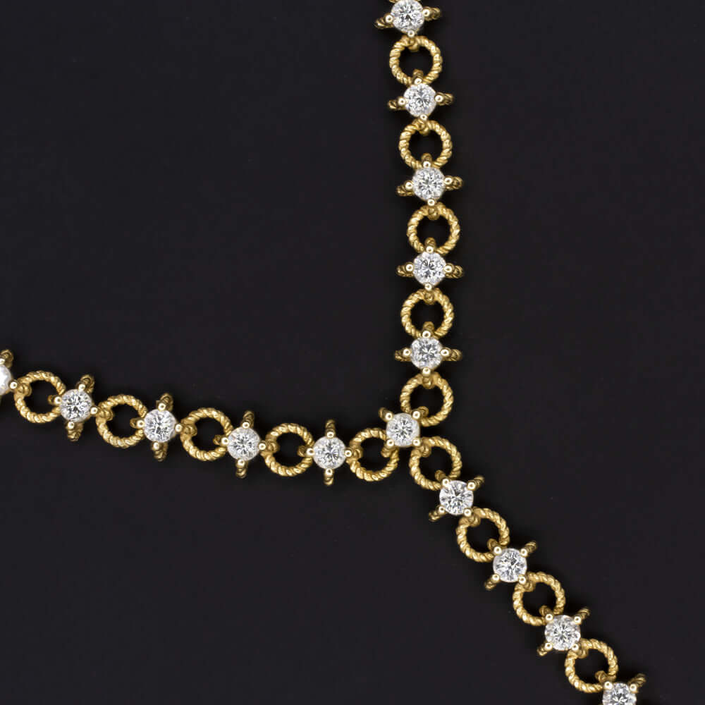 1.40ct G-H VS DIAMOND 18k LARIAT NECKLACE YELLOW GOLD CHAIN LINK NATURAL DROP